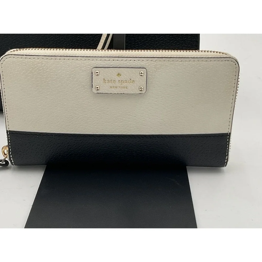 Kate Spade New York Grove Street Caley Leather Satchel, Black&White With Wallet